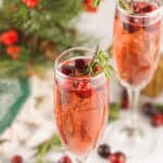 Two glasses of the festiave cocktail.
