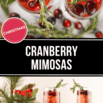 two views of the cranberry mimosas cocktail.