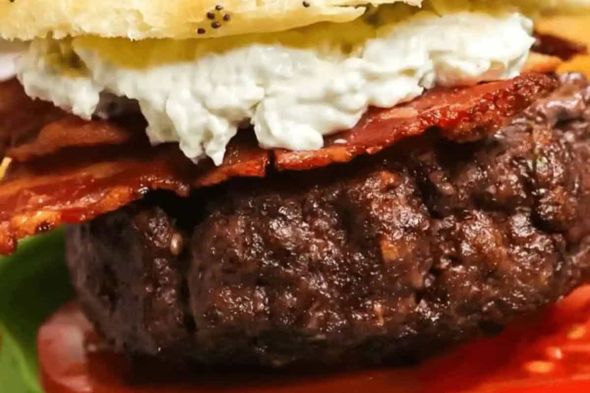 Close-up of a steakhouse burger.