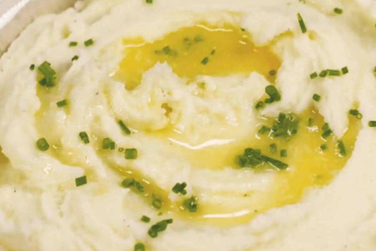 Close-up of whipped mashed potatoes.