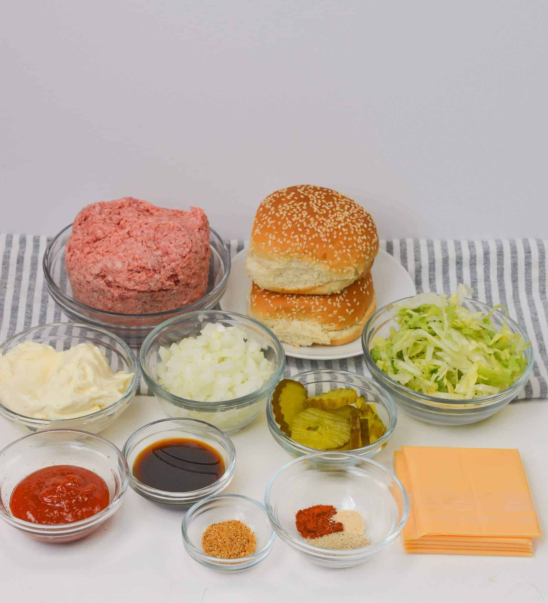 Ingredients for making big mac spolly joes.