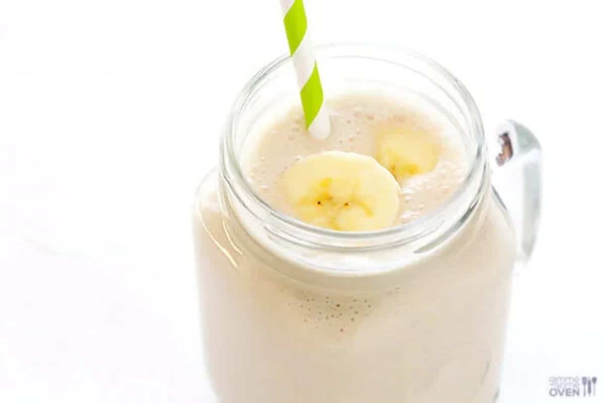 A peanut butter banana smoothie.