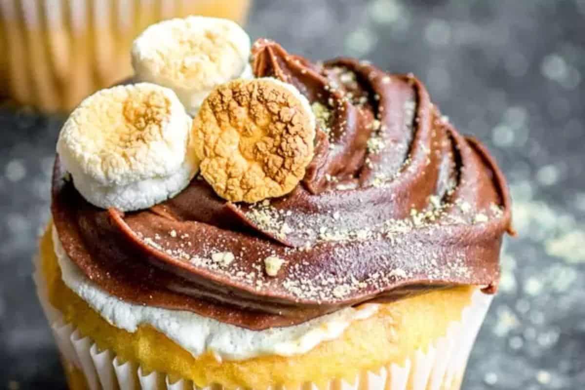 A party favorite, this cupcake features chocolate frosting and is topped with toasted marshmallows, creating a sweeter treat that's perfect for any gathering.