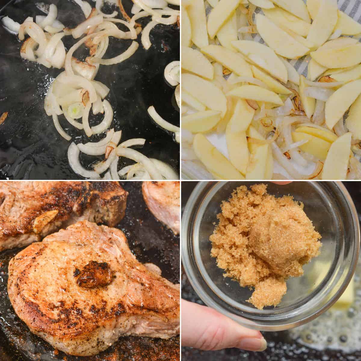 Cooking the vegetables and adding the meat.