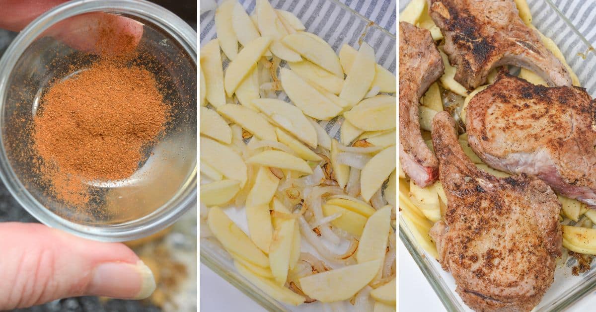 Finishing the pork chops and plating.