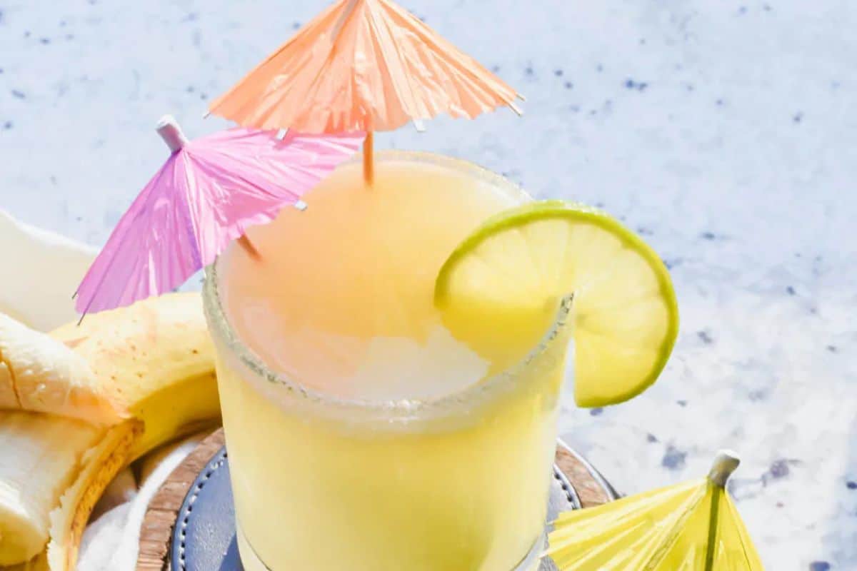 A Banana Margarita featuring banana, lime, and possibly tequila.