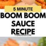 Spoon and fry dipped in creamy Boom Boom Sauce, with fries in the background for that classic Sheetz-inspired flavor. Text reads “5 Minute Boom Boom Sauce Recipe.”.