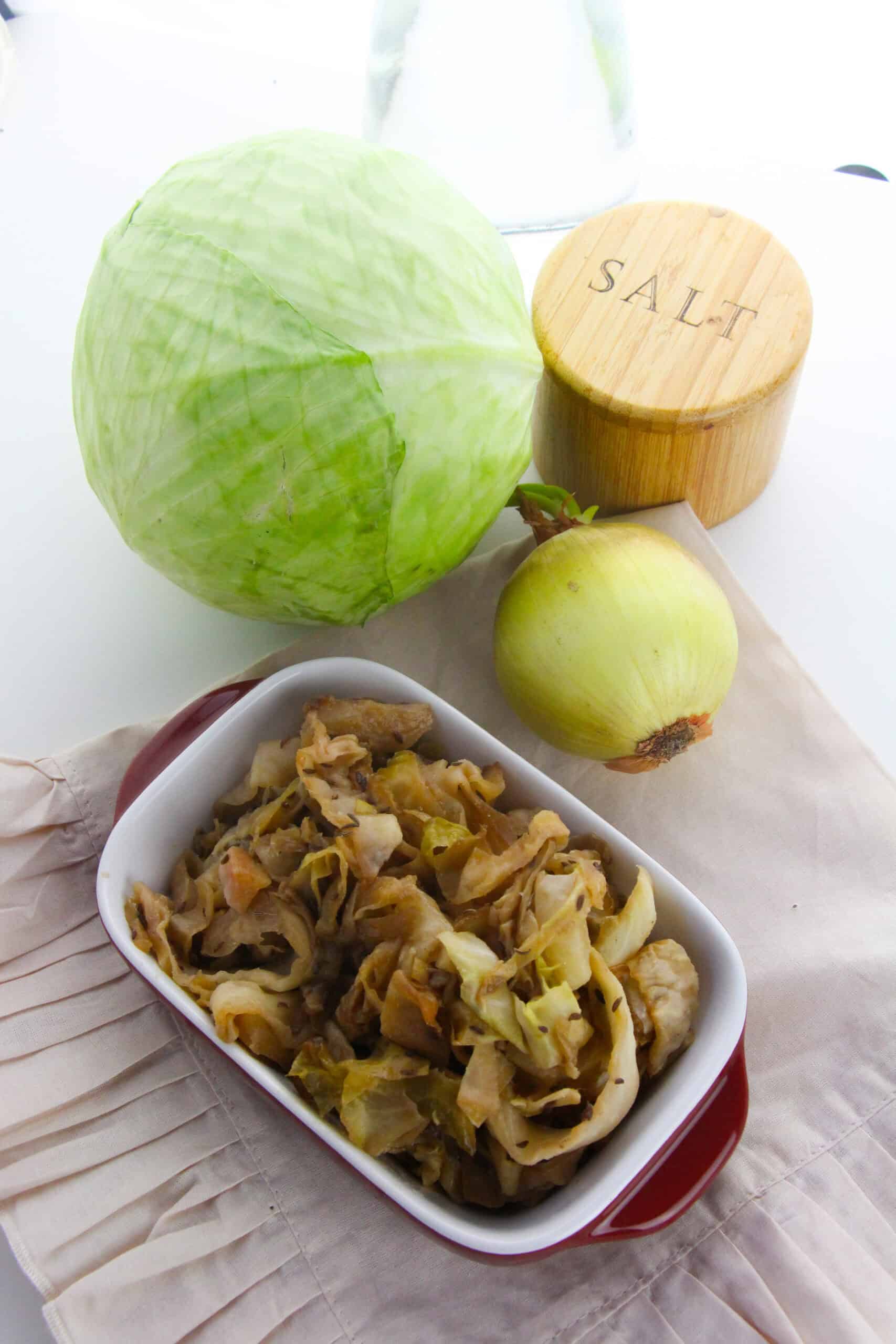 A group of ingredients such as onion and the finished side.