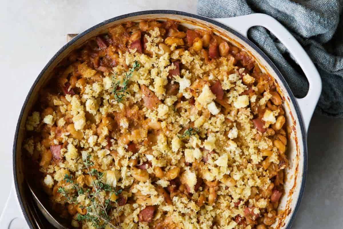 This rustic casserole is packed with white beans, sausage, and savory seasonings, all baked under a golden, buttery breadcrumb topping. It’s a cozy, satisfying dish that’s perfect for busy weeknights yet fancy enough for guests.