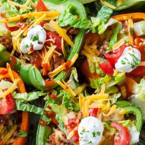 Close-up of taco bell peppers.
