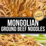 Two views of the ground beef noodles.