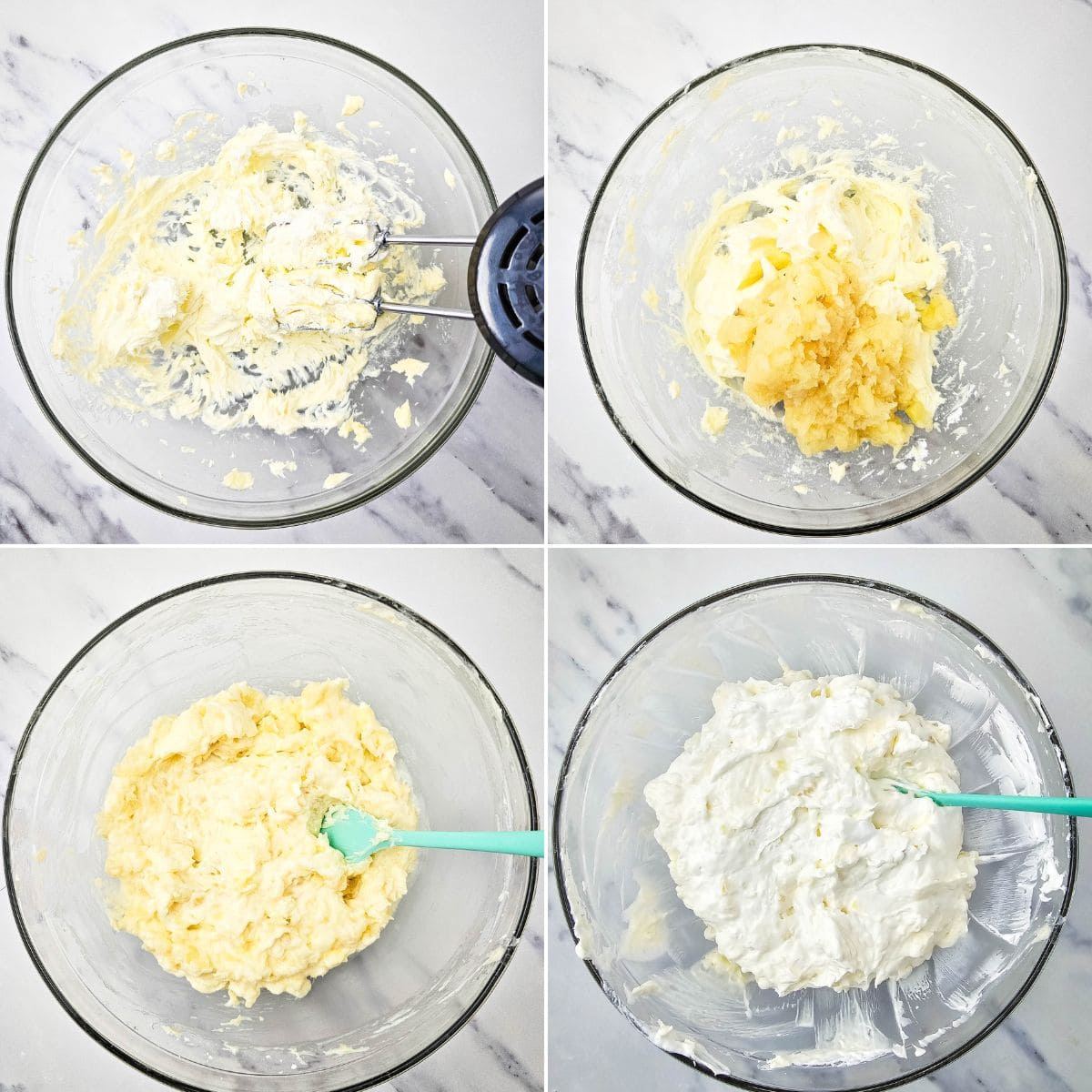 mixing the base of the no bake dessert.