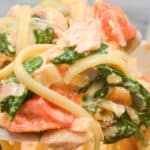 A close up of the fished spaghetti dish.