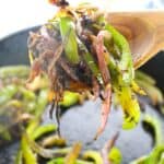 A wooden spoon holds sautéed veggies more tender, colorful vegetables.