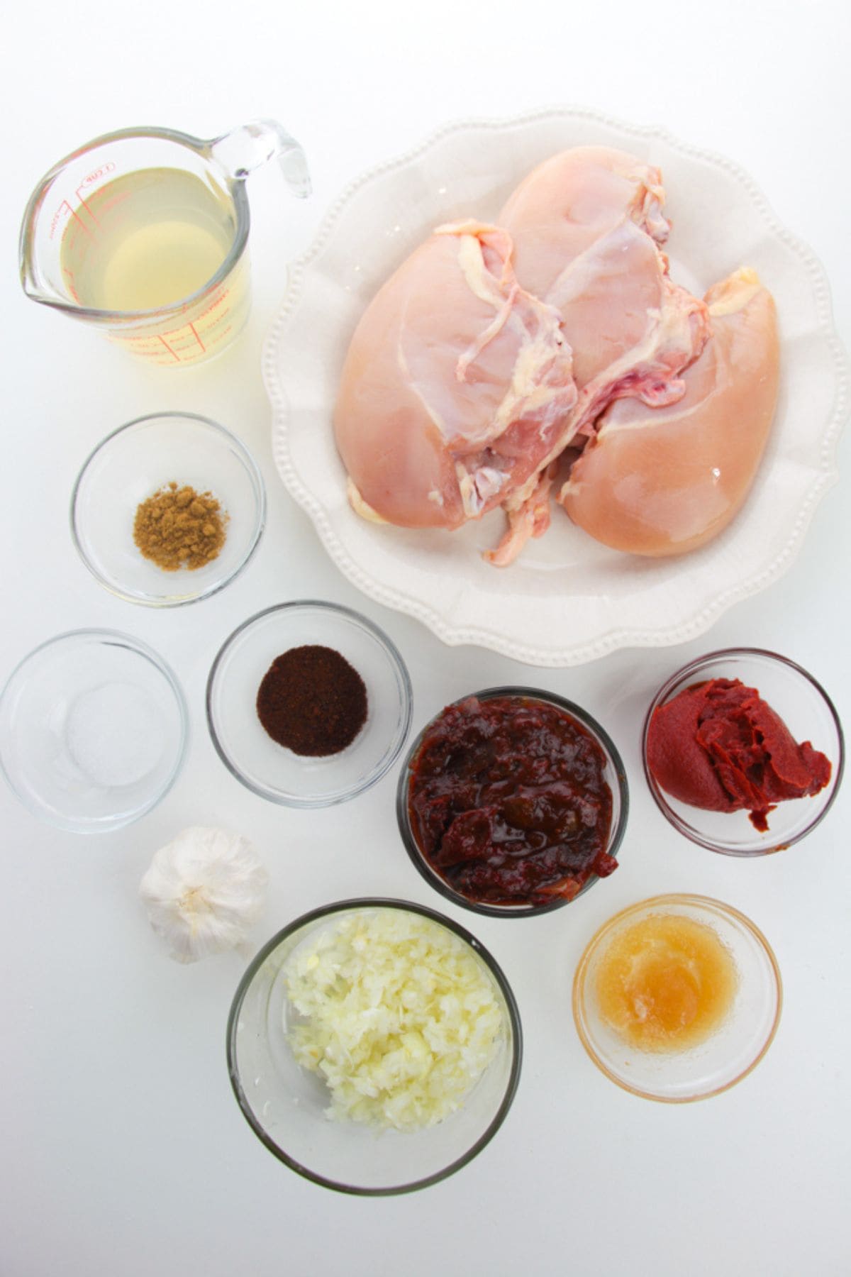 Chicken, peppers and seasoning for the recipe.