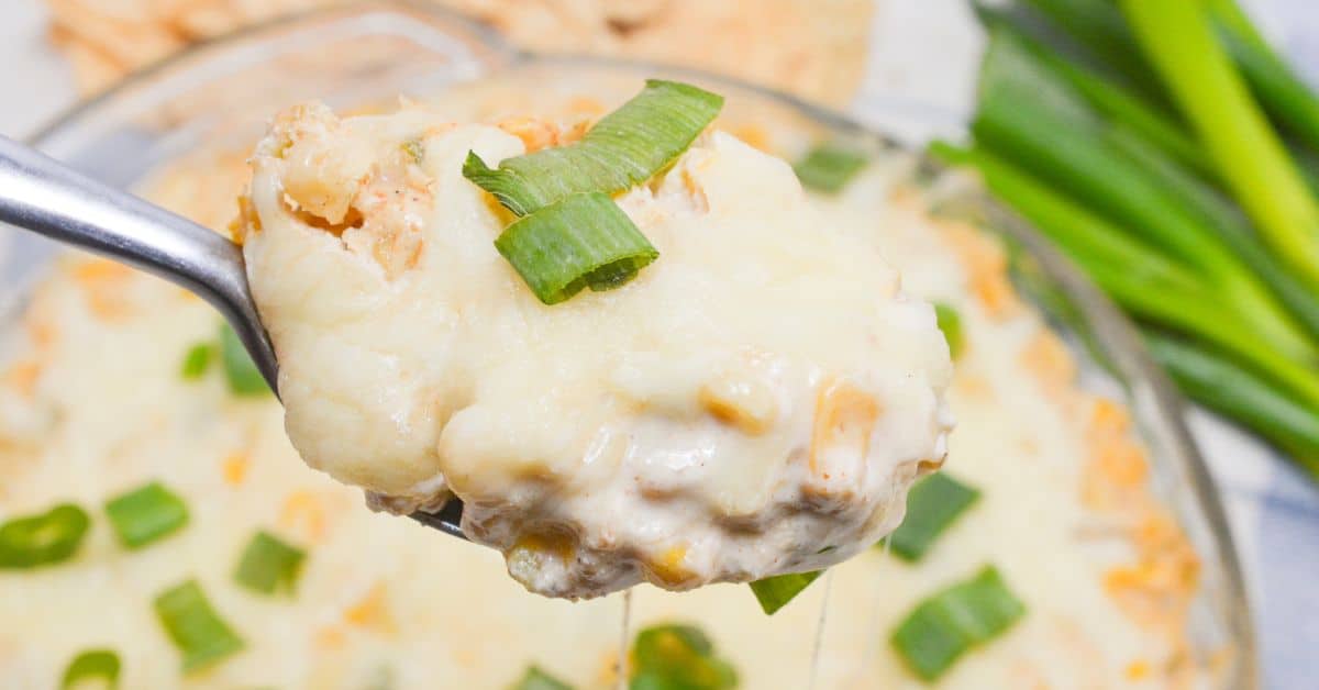 Cream CHeese corn dip on a frito.