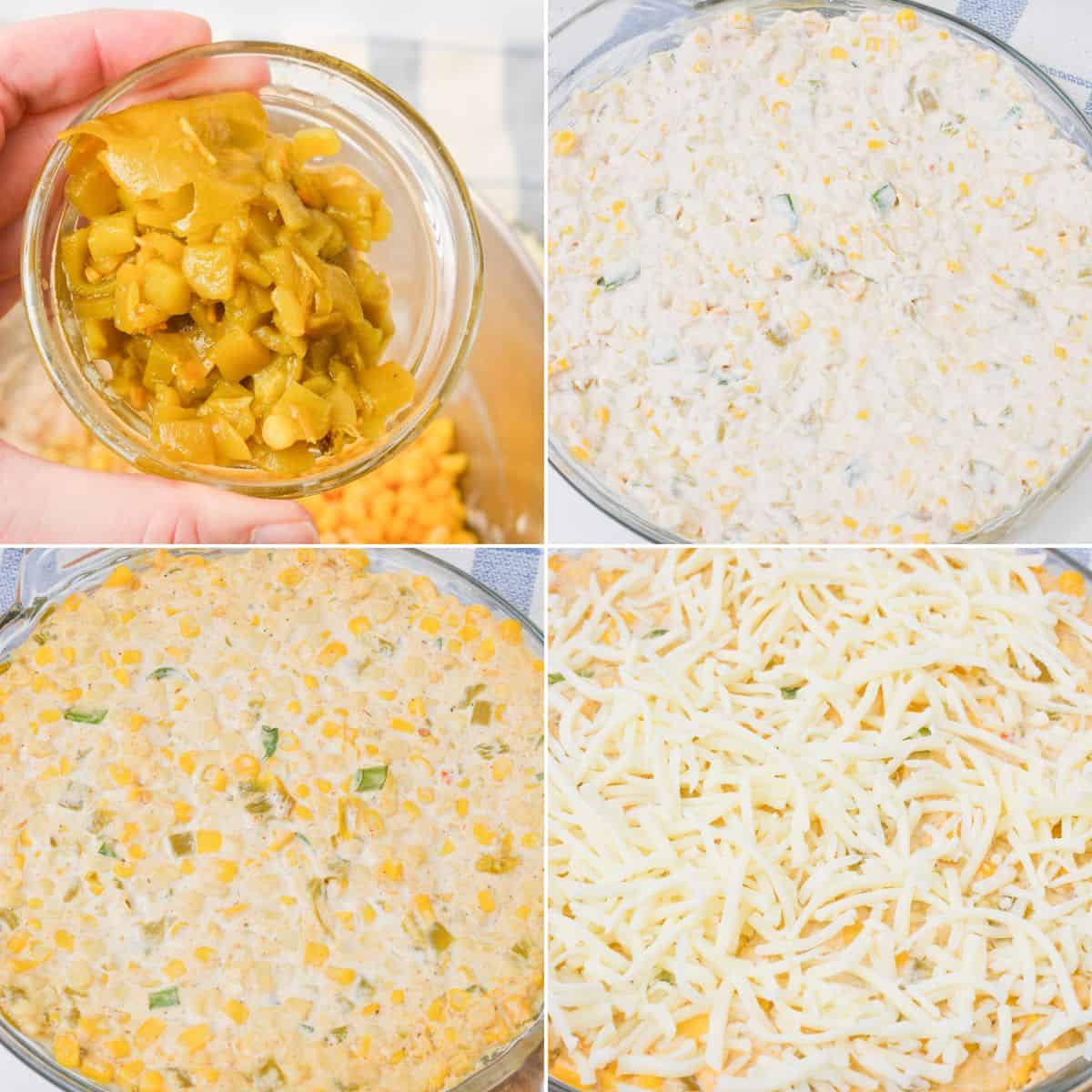 Mixing the corn and the cream cheese to make the cream cheese corn dip.